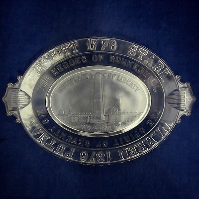 Antique EAPG Commemorative Bread Dish 1776-18776 The Heroes of Bunker Hill