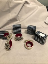 4 silver plated?napkin rings,mistletoe,red velvet