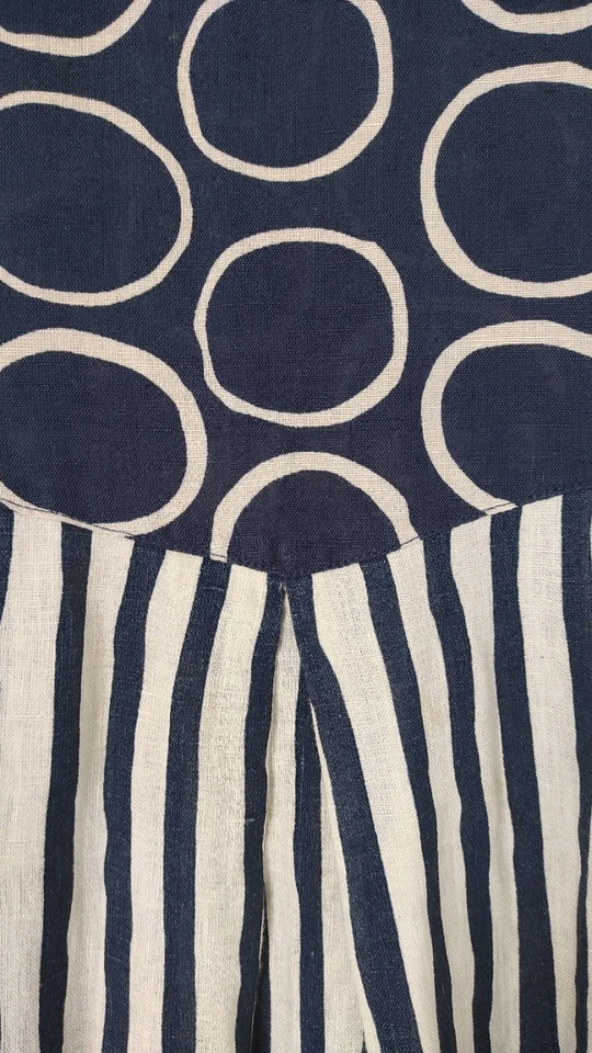 Vestido túnica de lino Gudrun Sjödén L azul marino crema a rayas Lagenlook... - Imagen 4 de 4