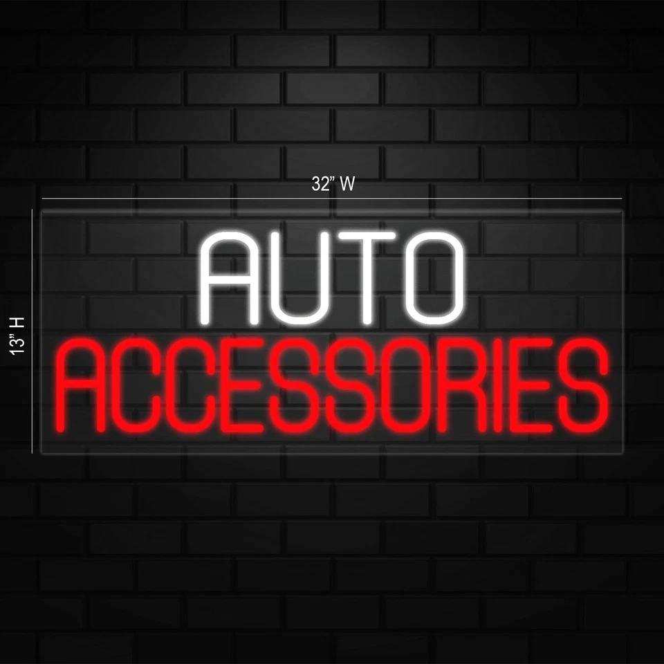 Auto Accessories Sign for Business Displays | LED Flex Neon | 32"W x 13"H x 1"D - Image 2 of 4