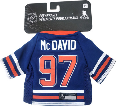 Edmonton Oilers Connor McDavid Dog Jersey Blue Polyester Size XS NHL Pet Apparel