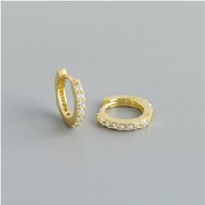 925 Sterling Silver Crystal Huggie Hoop Earrings Womens Girls Jewellery Gift UK