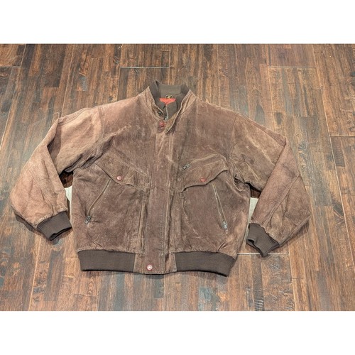 Vintage 80s St. John's Bay Suede Leather Bomber Mens XL Jacket Faded Soft - Image 1