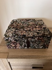 Vintage Large Tapestry Sewing Box with Satin Lining Handmade in England