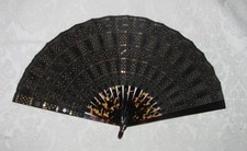 Antique Victorian to Edwardian Hand Fan with Sequins and Spangles Circa 1900
