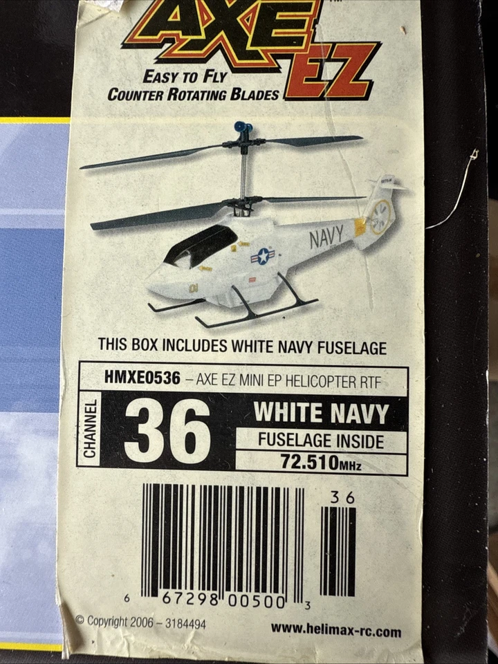 Heli-Max AXE EZ Pre-Built Radio Controlled Helicopter White/Navy Unused - Image 4 of 4