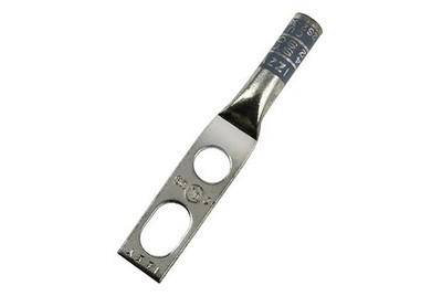 Lug #3 AWG or #2 Solid, 2-Hole, 3/8'' Stud, 3/4-1'' Spacing, Gray 2S2-38u *QTY 50*