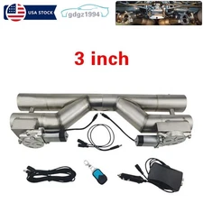 3''in Double Electric Exhaust Y Pipe Valve Dual Flap Control Motor Remote Switch