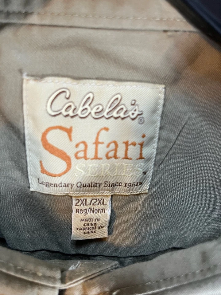 Camisa Cabela's Safari Series Para Hombres 2XL XXL Manga Larga Senderismo Bolsillos Charreteras Foto 3 de 4
