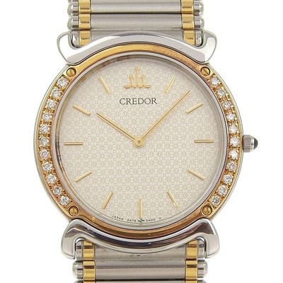 Seiko Credor 5A74-0190 Uhr SS x K18YG x Diamond Quartz funktioniert