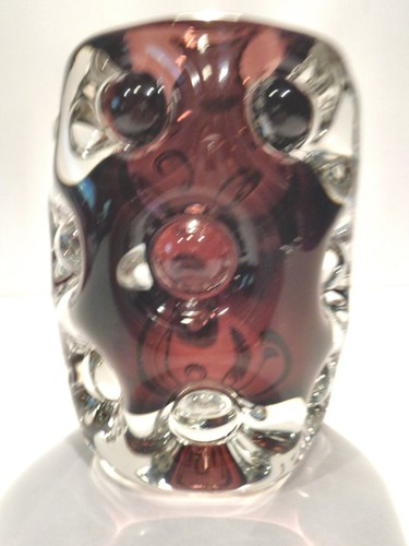 LG LISKEARD GLASS ENGLAND PURPLE "KNOBBLY" VASE JIM DYER CORNISH GLASS