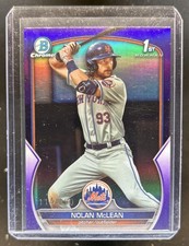 2023 Bowman Draft Nolan McLean Chrome Purple Refractor 1st Prospect #/250 Mets