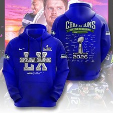 Seattle Seahawk 2025 Super 1Bowl LX Champions 3D Apparel Hoodie S-5XL Style1
