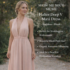 Show Me Your Mumu Luna Halter Dress SZL Dusty Blush Backless Wedding Party Event