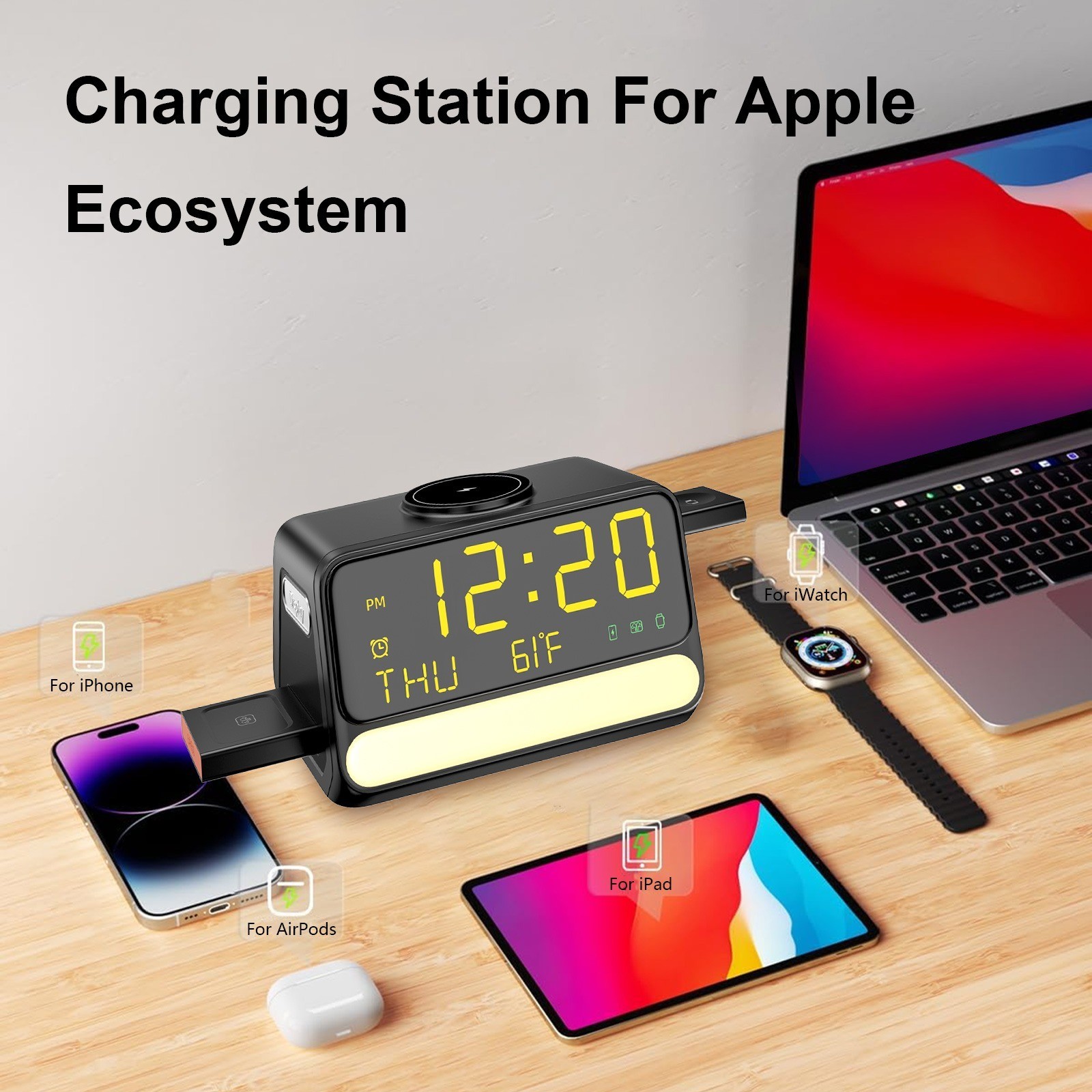 Dual Phone Charger Stand Led Night Light