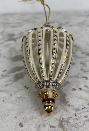 Lenox Brocade Finial Ornament - Gold/Burgundy/Ivory/Green, Beautiful! - Picture 2 of 10
