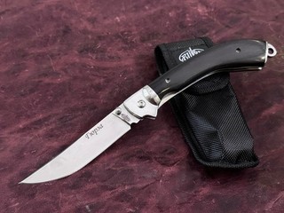 Cuchillo plegable Rusia caza exterior cuchillo de una mano camping acero 65X13 HRC58
