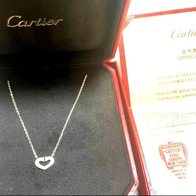 Cartier Halskette Leder MM weiß K18WG Kette