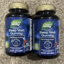 Natures Way Sleep Well Gummy - 60 Piece  Berry Flavored 5mg Lot Of 2
