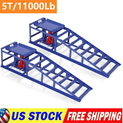 2 Pack Hydraulic Car Ramps 5T 11000lbs Low Profile Car Lift Service Ramps Truck