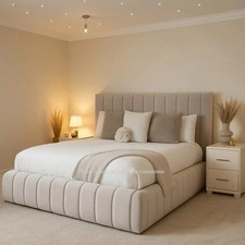 Image of Luxury Ottoman Bed Plush Velvet Upholstered Ottoman Storage Double & King size