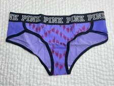 Vintage Victoria's Secret Pink Cotton Thick Band Logo Hipster Panty Purple L New