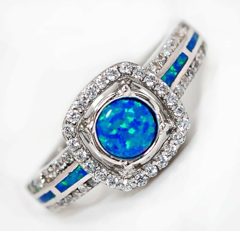 Australian Opal Inlay 925 Sterling Silver Ring Jewelry Sz 6 AT2