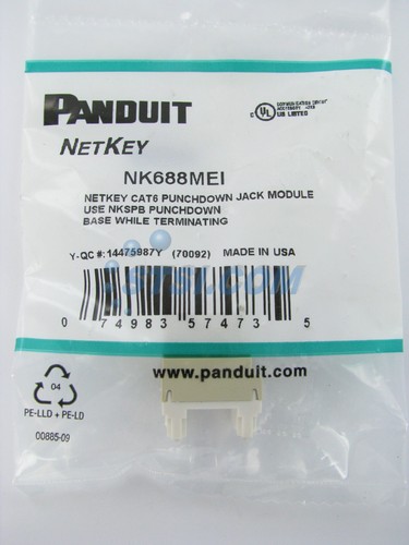 Panduit NetKey NK688MEI Cat6 Keystone Jack Module, Ivory ~STSI - Picture 2 of 3