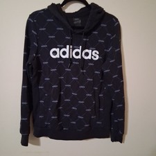 Adidas All Over Logo Hoodie - Women's Medium - Black
