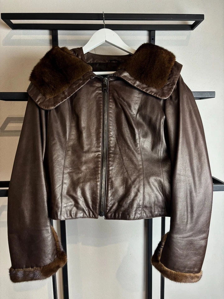 00s  0OPIUM JAPANESE RICK OWENS TYPE! RARE LUXURY FUR/LEATHER CROPPED JACKET - Image 2 of 4