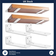Heavy Duty 8 Inch White Floating Shelf Brackets - 4 Pack