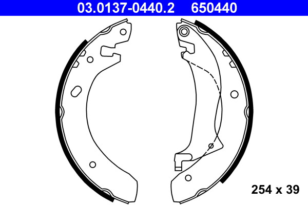 Rear ATE 03.0137-0440.2 Brake Shoe Set for LAND ROVER