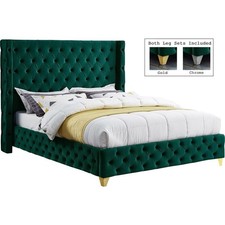 Meridian Furniture Savan Green Velvet Full Bed