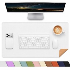 Cork Desk Mat 35.4x17 Inch DualSided Natural Cork PU Leather Mouse Pad White