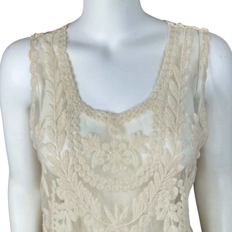 Bobbie Brooks Lace Camisole Top Womens Large Sheer Ivory Romantic Fairy Coquette - Image 2 of 4