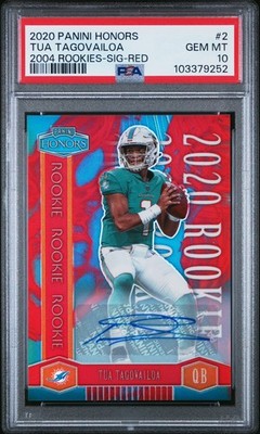 2020 Panini Honors Tua Tagovailoa 2004 Rookies Auto Red /10 PSA 10