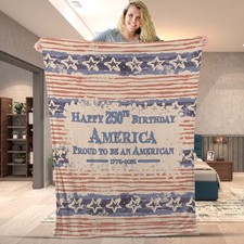 Retro Happy 250th Birthday America P1776-2026 Patriotic 4th Of July Blanket