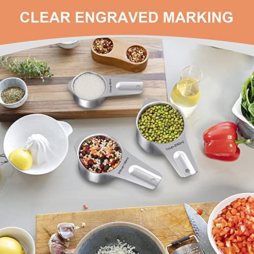 Measuring Cups and Spoons Set of 20, 7 Stainless Steel Nesting Measuring Square