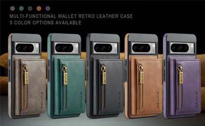 DG.MING M5 For Pixel 8 Pro Magnetic Detachable Zipper Wallet Case RFID Blocking
