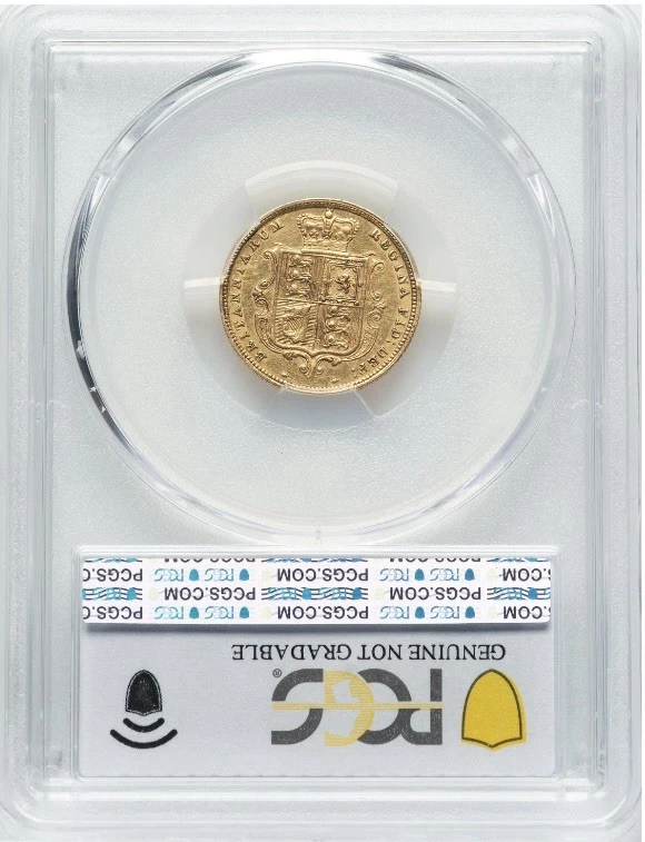 Moneda de oro Reina Victoria 1883 dC Gran Bretaña 1/2 Soberana Sov 1/2Sov, graduación profesional AU Foto 4 de 4