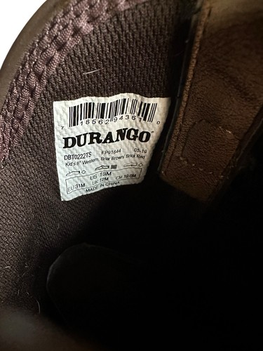 Durango Kids 8" Boots Briar Brown Brick Red Cowboy Style DBTO222TS Kids 13M - Picture 8 of 8
