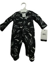 Nike Infant Sz NB Footed Pajamas Sleeper Black Gray White Long Sleeve Zip Up