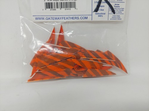 36 Count Gateway Feathers 2" Right Wing: Rayzr Barred Orange 200RRBOR - Picture 2 of 2