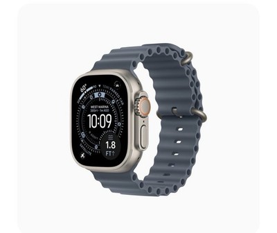 Apple Watch Ultra 2 49mm Titanium Case with Ocean Band - Blue, One Size (GPS...