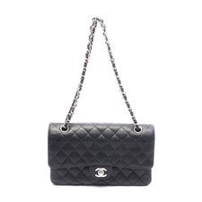 Chanel Leather Matelasse W Flap Shoulder Bag Women Black One Size 665189