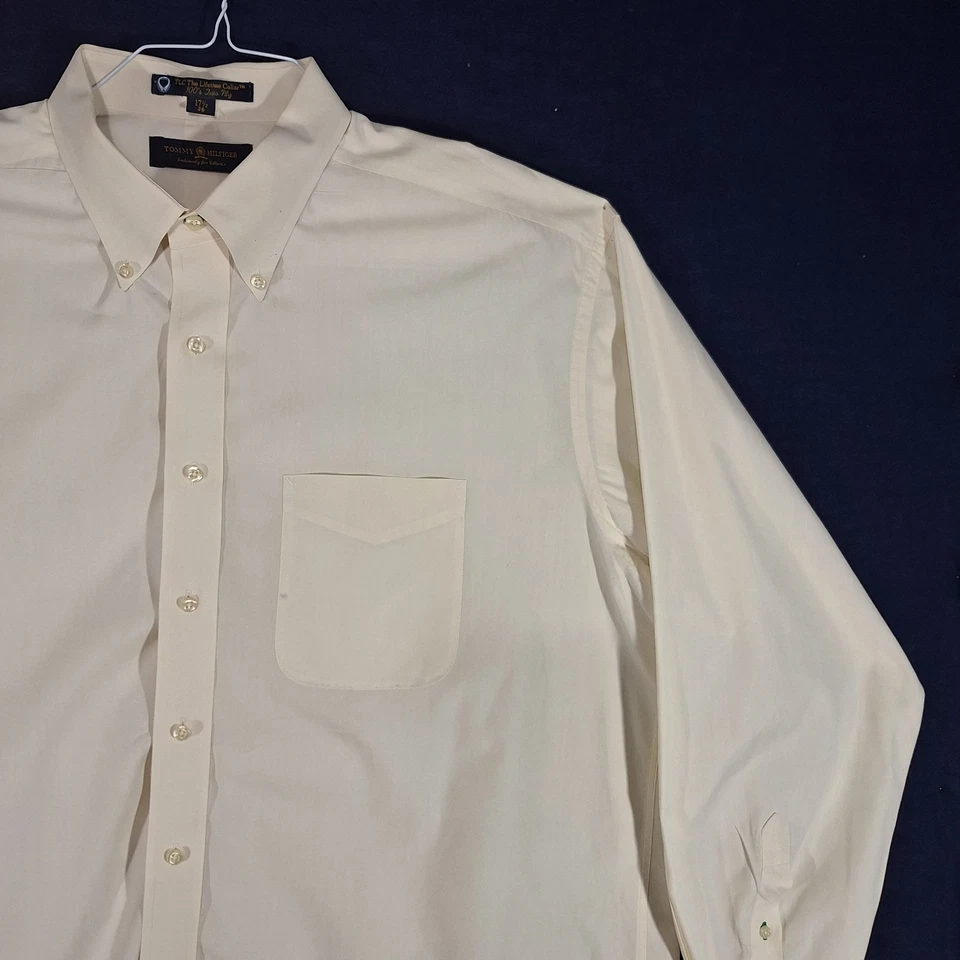 Tommy Hilfiger винтажный платье рубашка мужская 17,5/36 на пуговицах длинным рукавом бежевый карман - Изображение 3 из 4