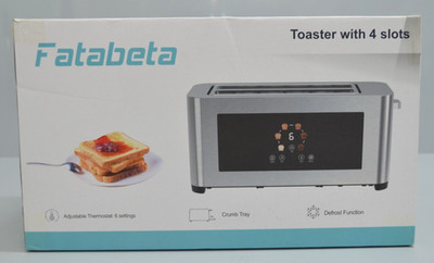 Fatabeta 4-Scheiben-Toaster Doppel-Langschlitztoaster Brötchenaufsatz 1400W Neu