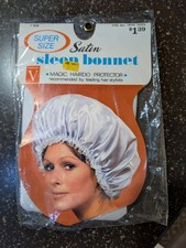 Vintage Satin Sleep Bonnet Vogue By Glemby NOS 638 Super Size White