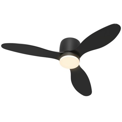 Deckenventilator mit Lampe und Fernbedienung, Einstellbare Helligkeit, Schwarz