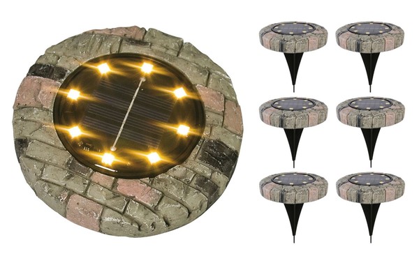 6X Led Solarleuchte Steinoptik Warmweiß Gartenleuchte Leuchtstein Gartendeko-image